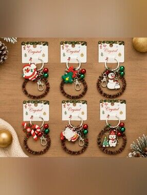 Christmas Charm Keyring Bracelet with Festive Charms